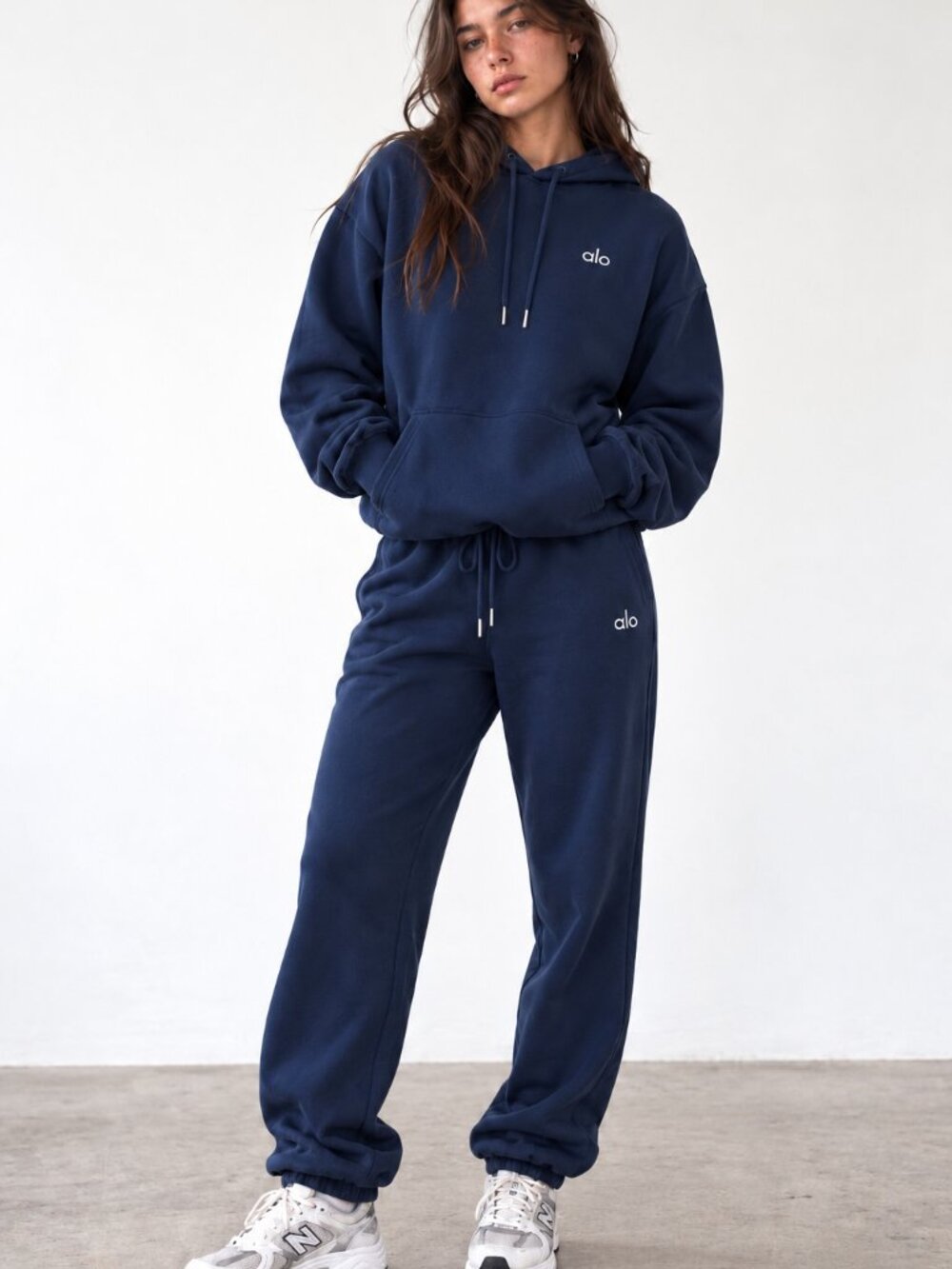 ALO Yoga Accolade Unisex Hoodie Sweatpant Set Navy NWT M L